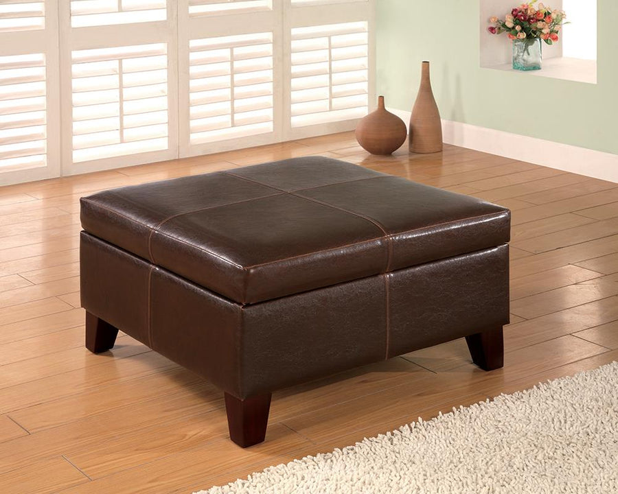 Casual Dark Brown Square Ottoman