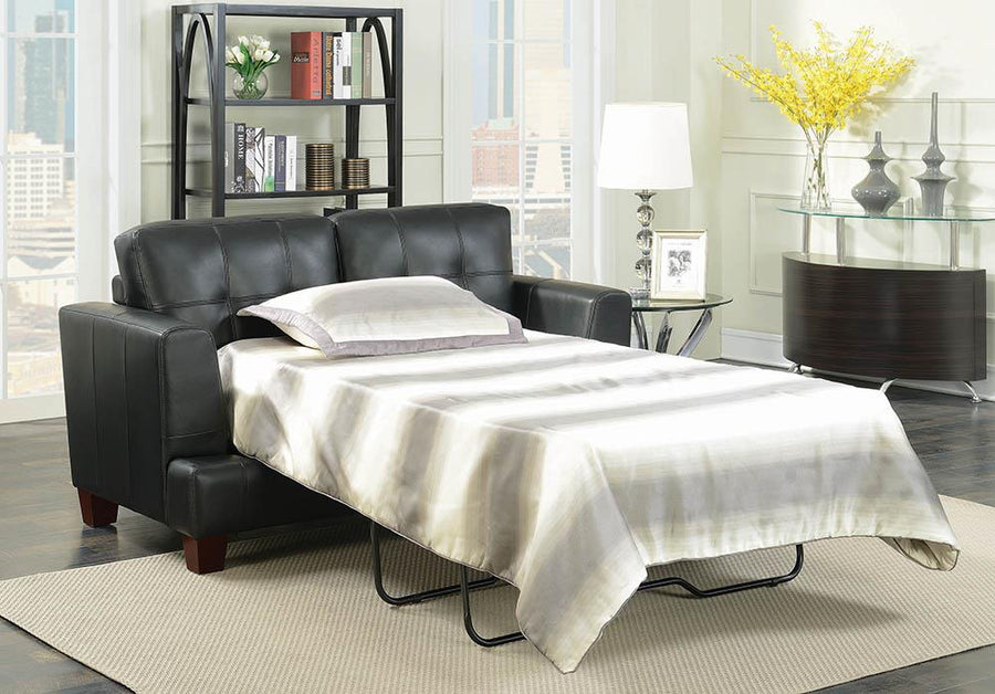 Samuel Transitional Black Loveseat Sleeper