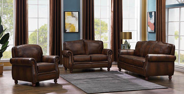 Montbrook Traditional Brown Three-Piece Living Room Set