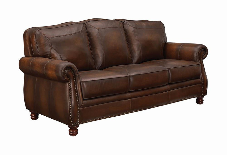 Montbrook Traditional Hand Rubbed Brown Sofa