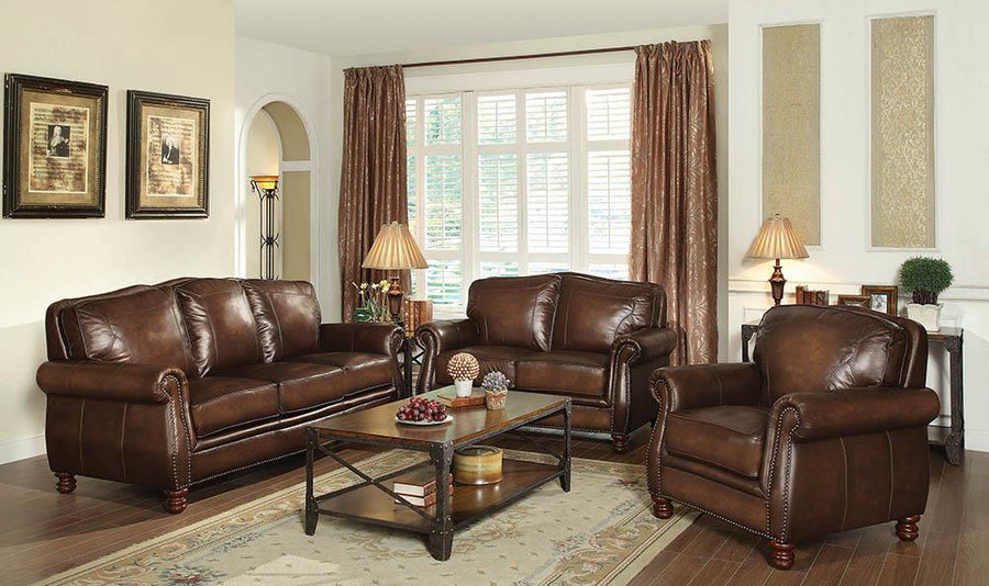 Montbrook Traditional Hand Rubbed Brown Loveseat