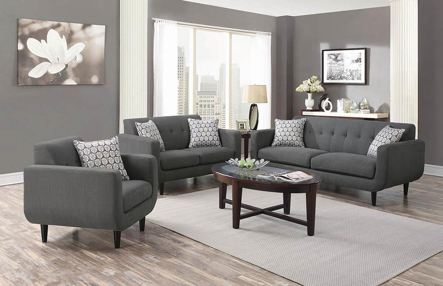 Stansall Mid-Century Modern Grey Loveseat