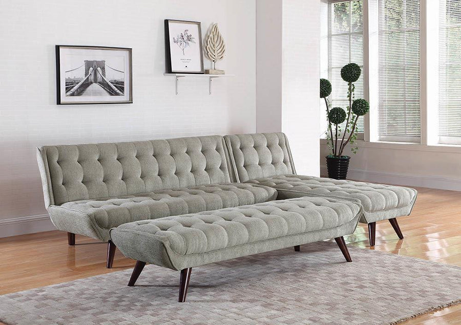 Natalia Mid-Century Modern Dove Grey Bench