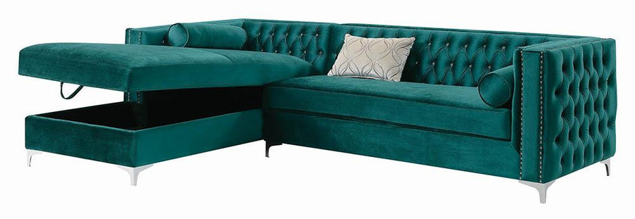 Bellaire Contemporary Teal and Chrome Sectional