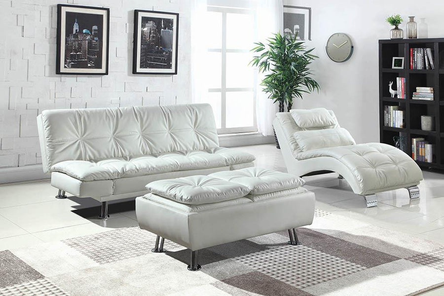 Dilleston Contemporary White Chaise