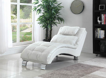 Dilleston Contemporary White Chaise