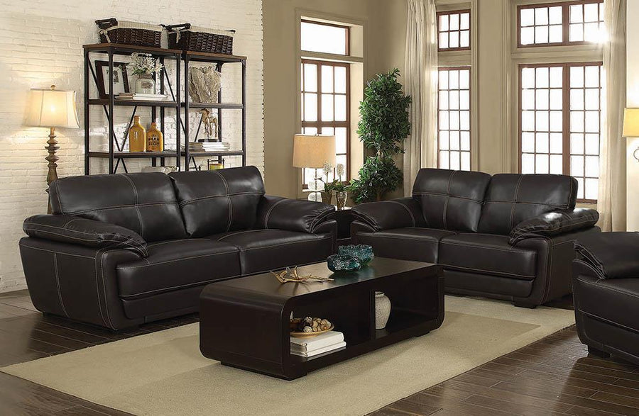 Zenon Brown Leather Two-Piece Living Room Set