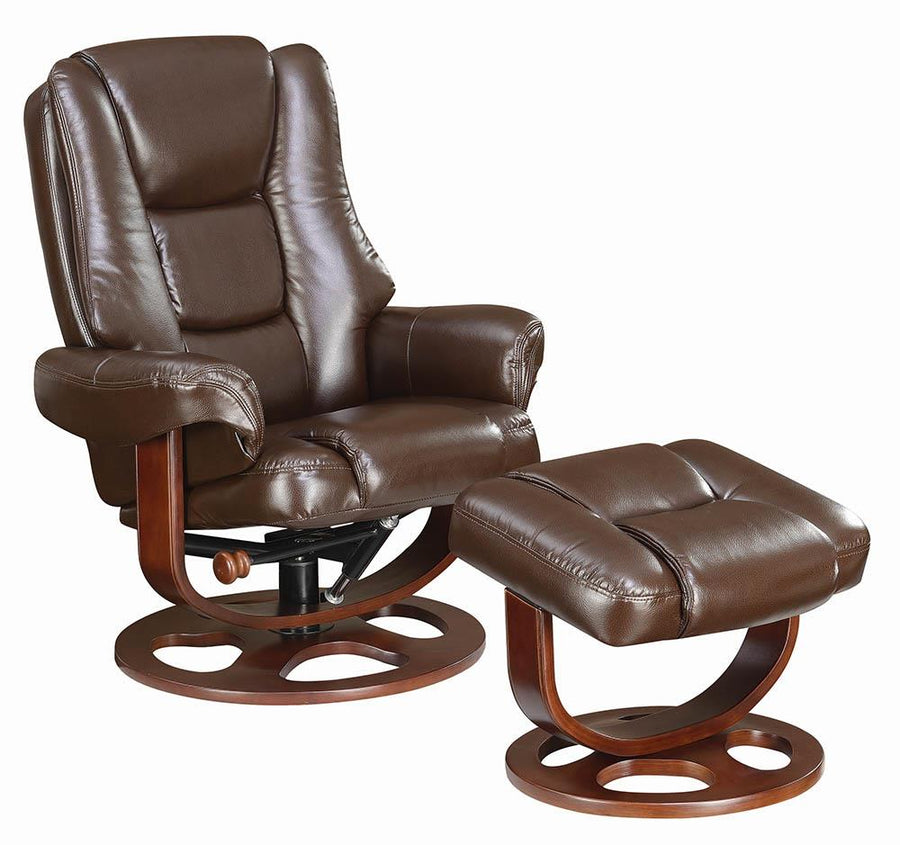 Transitional Brown Chair with Ottoman