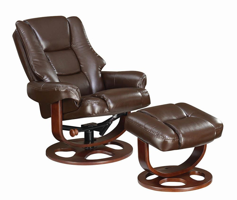 Transitional Brown Chair with Ottoman