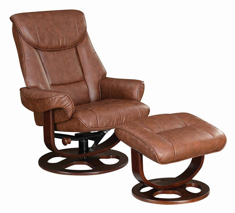 Transitional Chestnut Chair with Ottoman