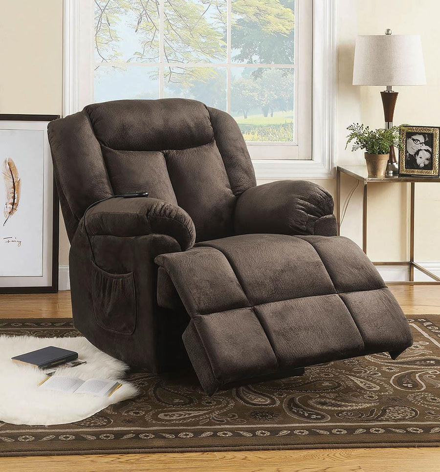 Casual Chocolate Velvet Power Lift Recliner