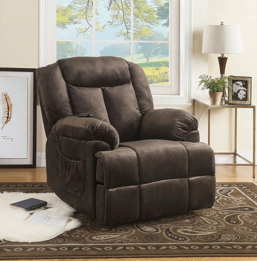 Casual Chocolate Velvet Power Lift Recliner