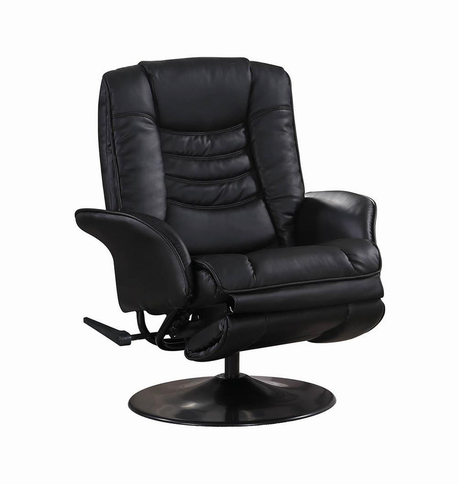 Casual Black Faux Leather Swivel Recliner