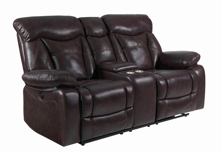 Zimmerman Dark Brown Faux Leather Power Motion Loveseat