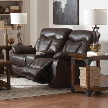 Zimmerman Dark Brown Faux Leather Power Motion Loveseat