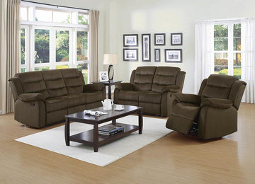 Rodman Chocolate Reclining Three-Piece Living Room Set