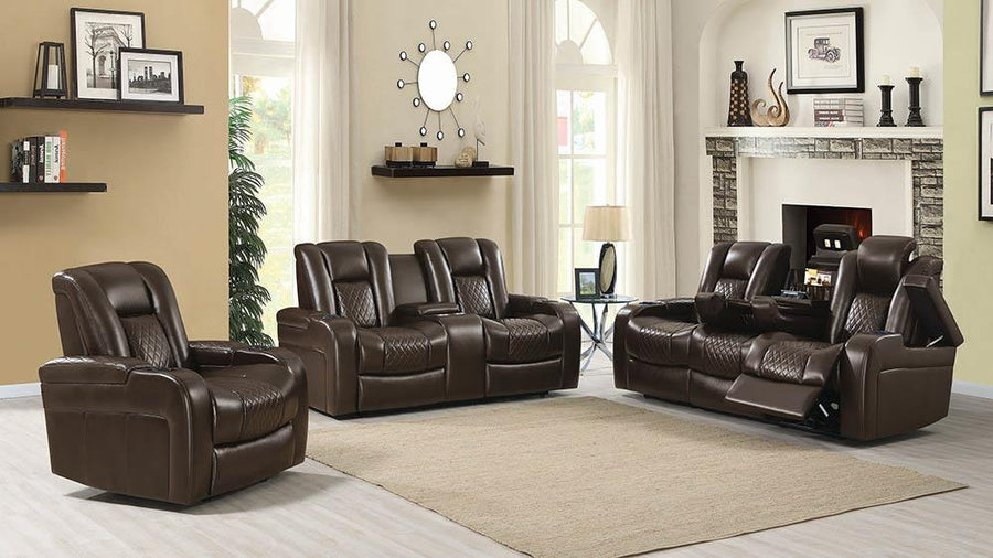 Delangelo Brown Power Motion Three-Piece Living Room Set