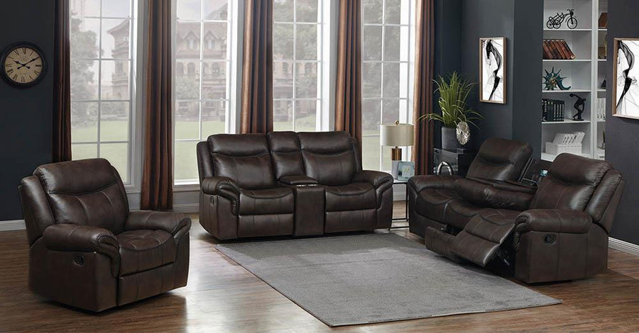 Sawyer Transitional Brown Three-Piece Living Room Set