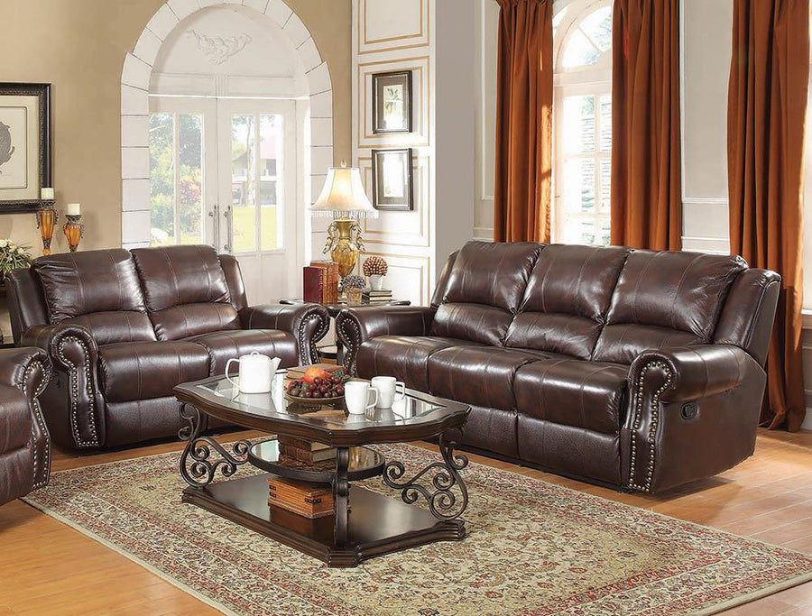 Sir Rawlinson Burgundy Brown Motion Sofa and Loveseat