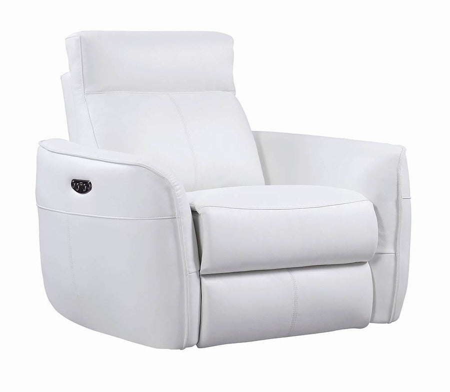 Cecelia Casual White Power Glider Recliner with Power Headrest