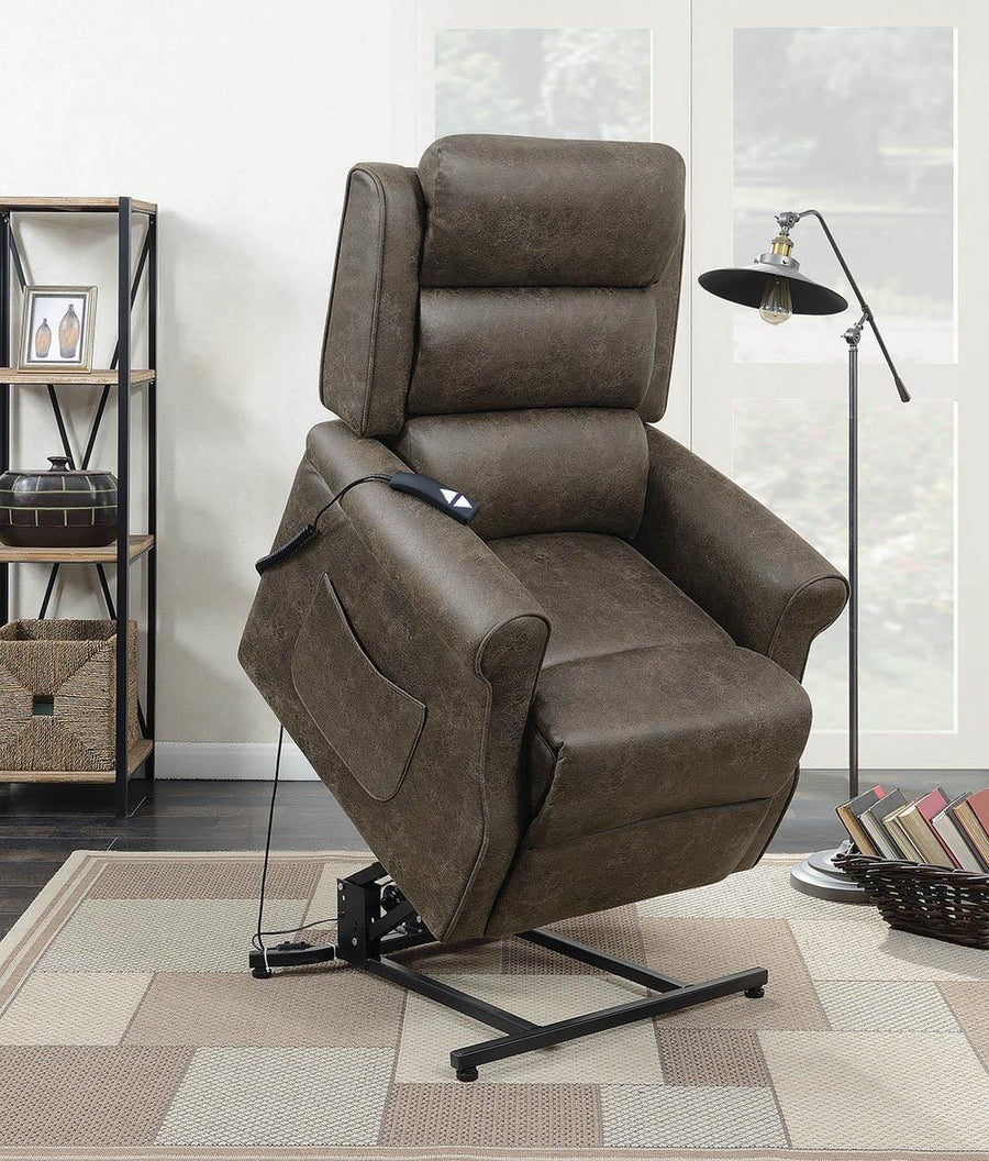 Casual Brown Power Lift Recliner