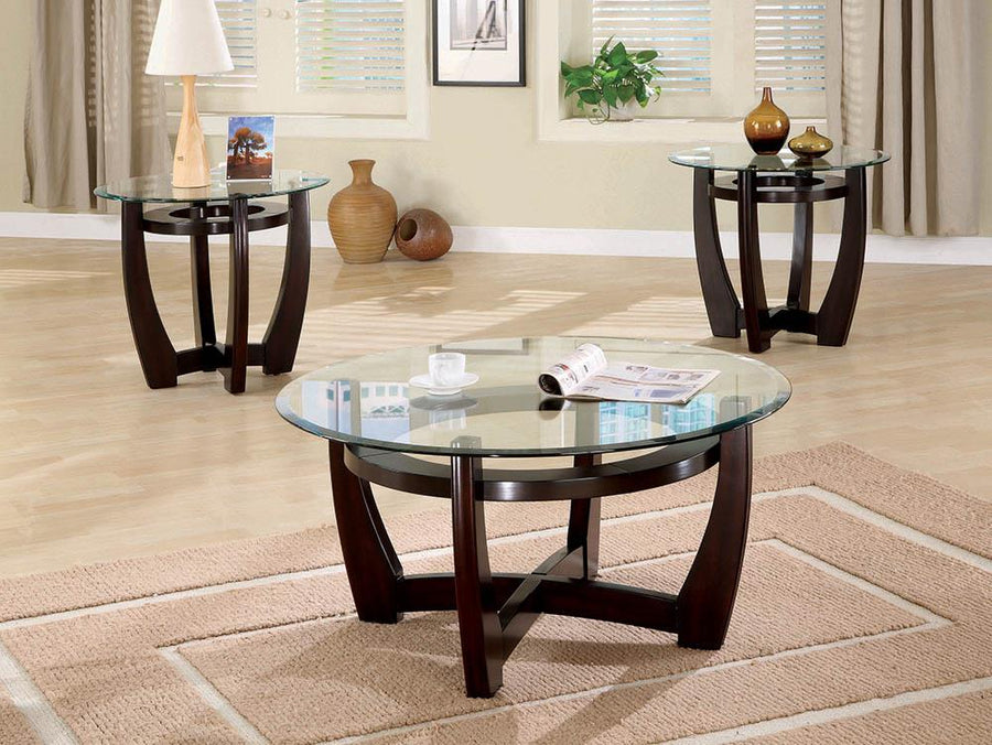 Contemporary Cappuccino Three-Piece Round Table Set