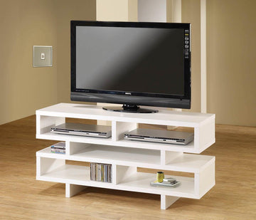 Contemporary White Open Storage TV Console