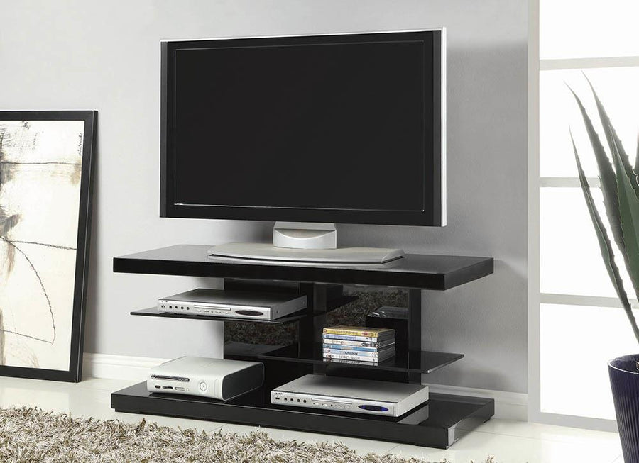 Contemporary Glossy Black TV Console