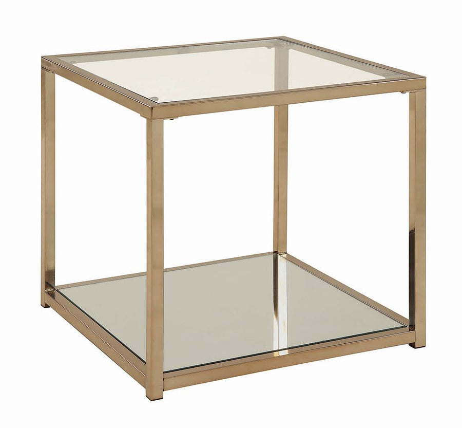 Calantha Modern Chocolate Chrome End Table