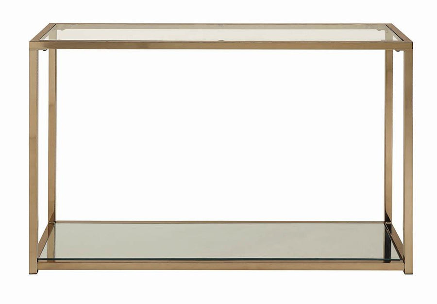 Calantha Modern Chocolate Chrome Sofa Table