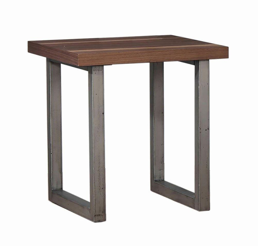 Industrial Walnut End Table