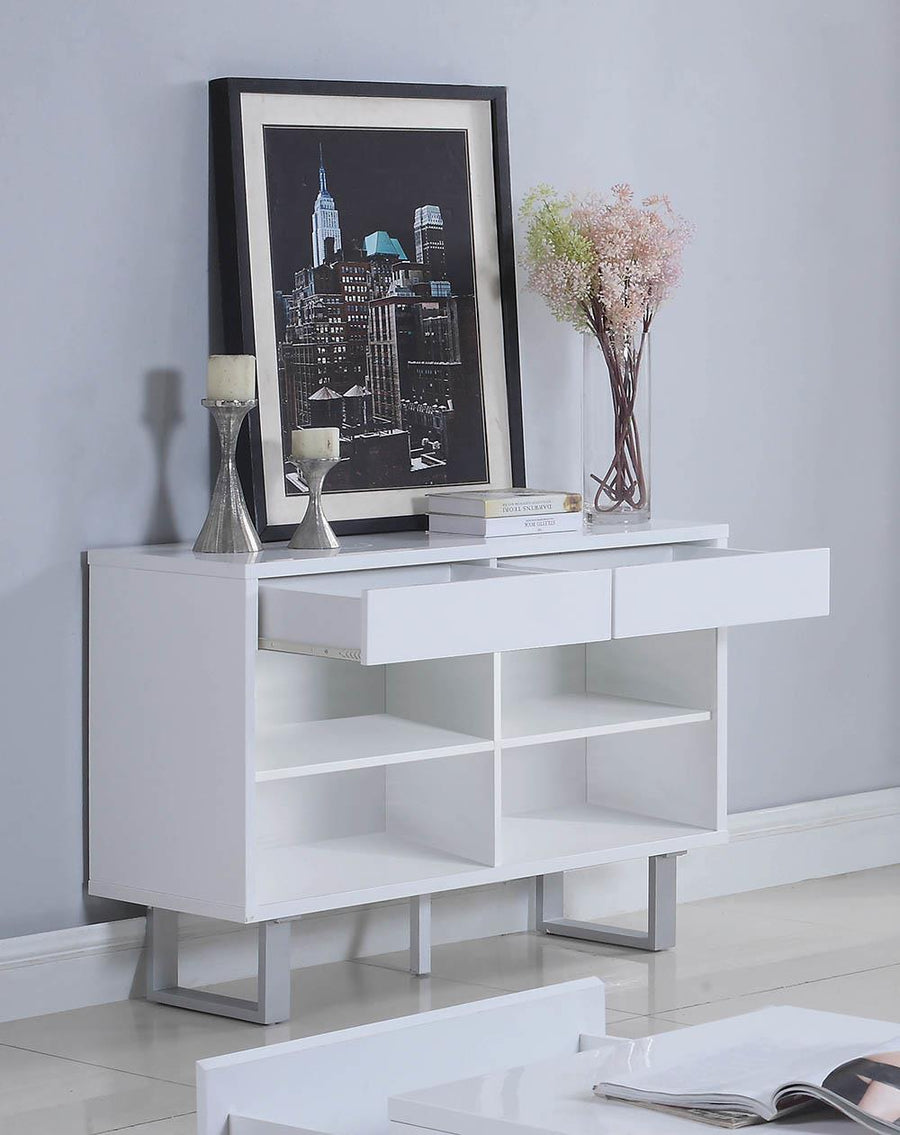 Contemporary Glossy White Sofa Table