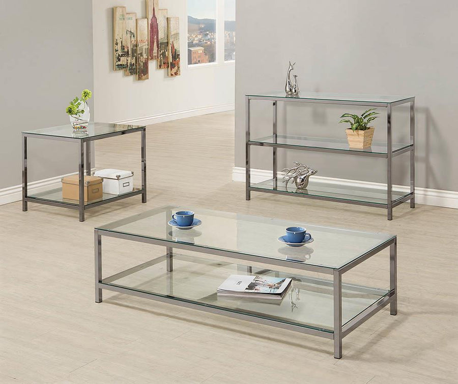 Contemporary Black Nickel Sofa Table