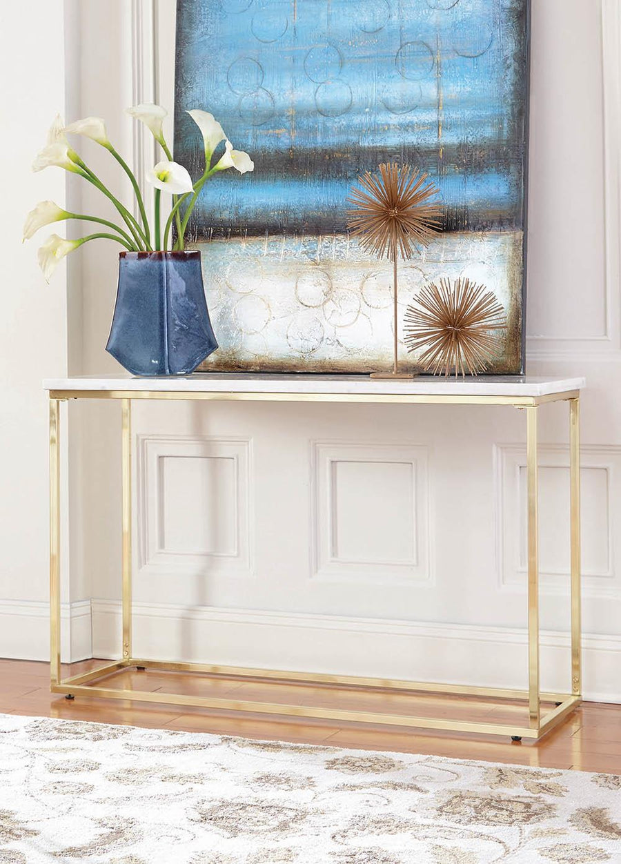 White and Brushed Brass Coffee Table