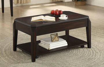 Transitional Walnut Lift-Top Coffee Table