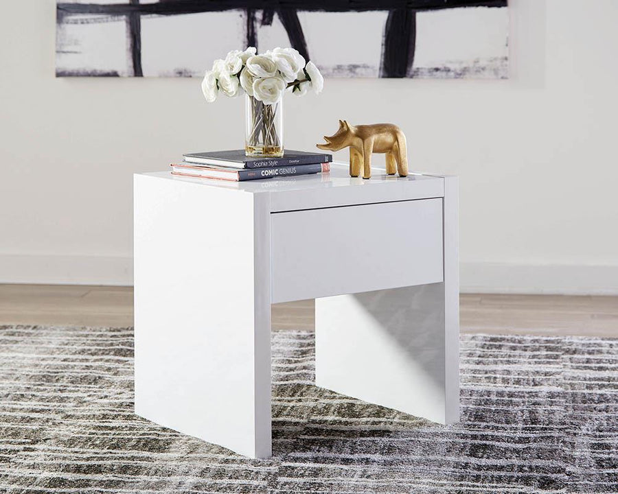 Contemporary White End Table