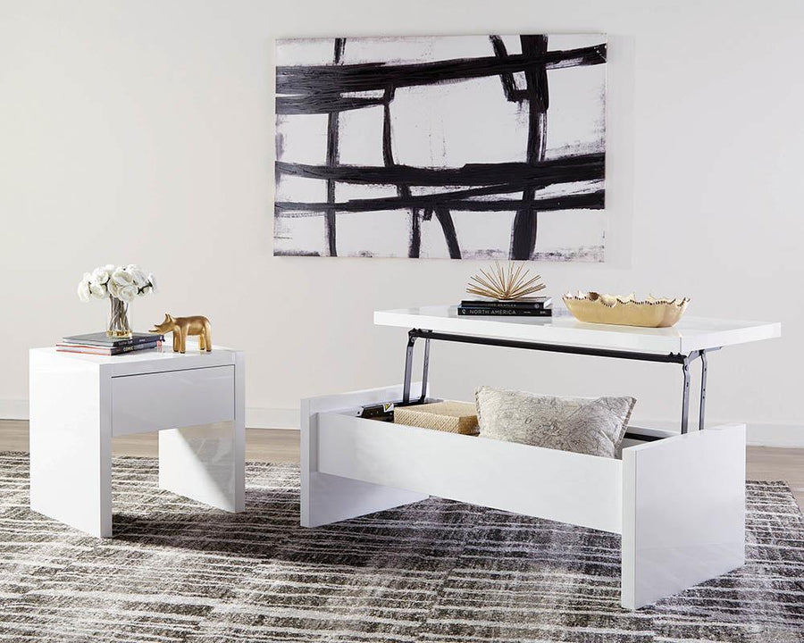 Contemporary White Lift-Top Coffee Table