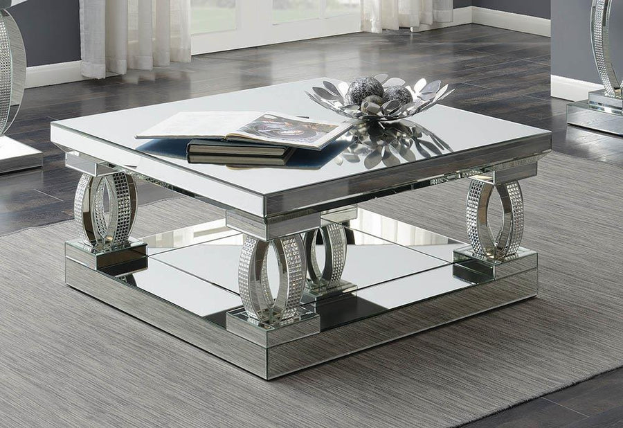 Contemporary Silver Mirrored Coffee Table