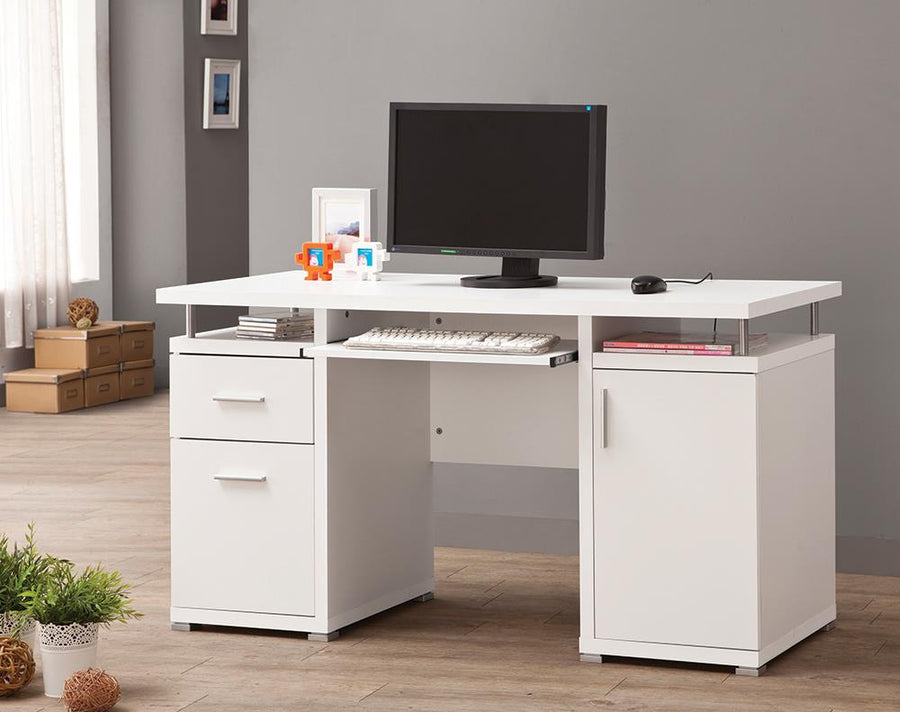 Contemporary White Computer Desk