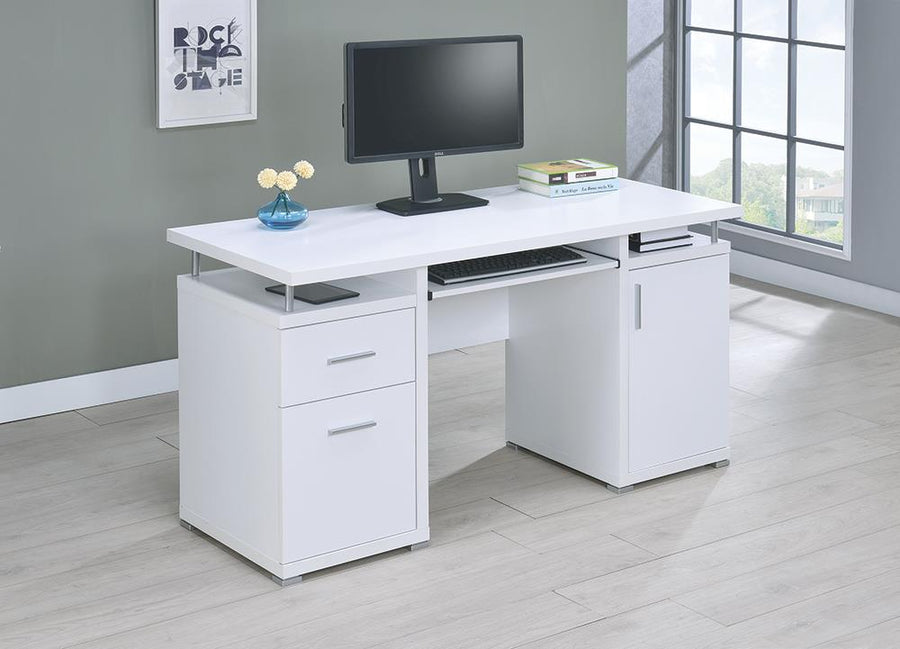 Contemporary White Computer Desk