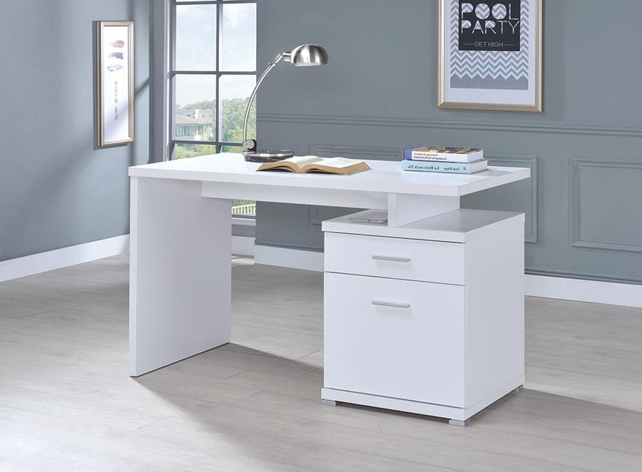 Contemporary White Executive Desk