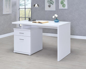 Contemporary White Executive Desk