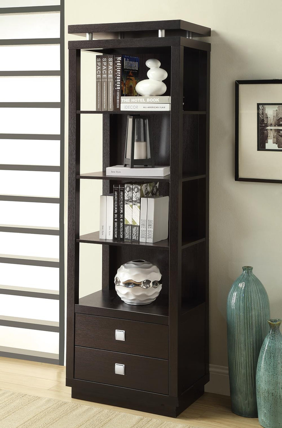 Contemporary Cappuccino Bookcase