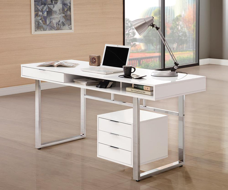 Contemporary White Writing Desk