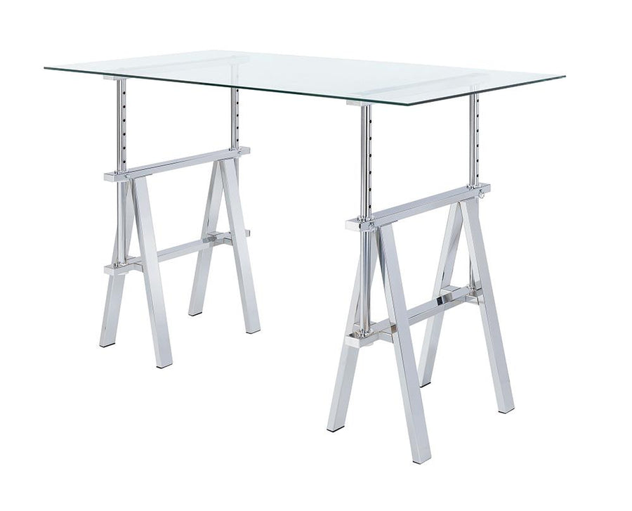 Casual Silver Glass Top Adjustable Writing Desk