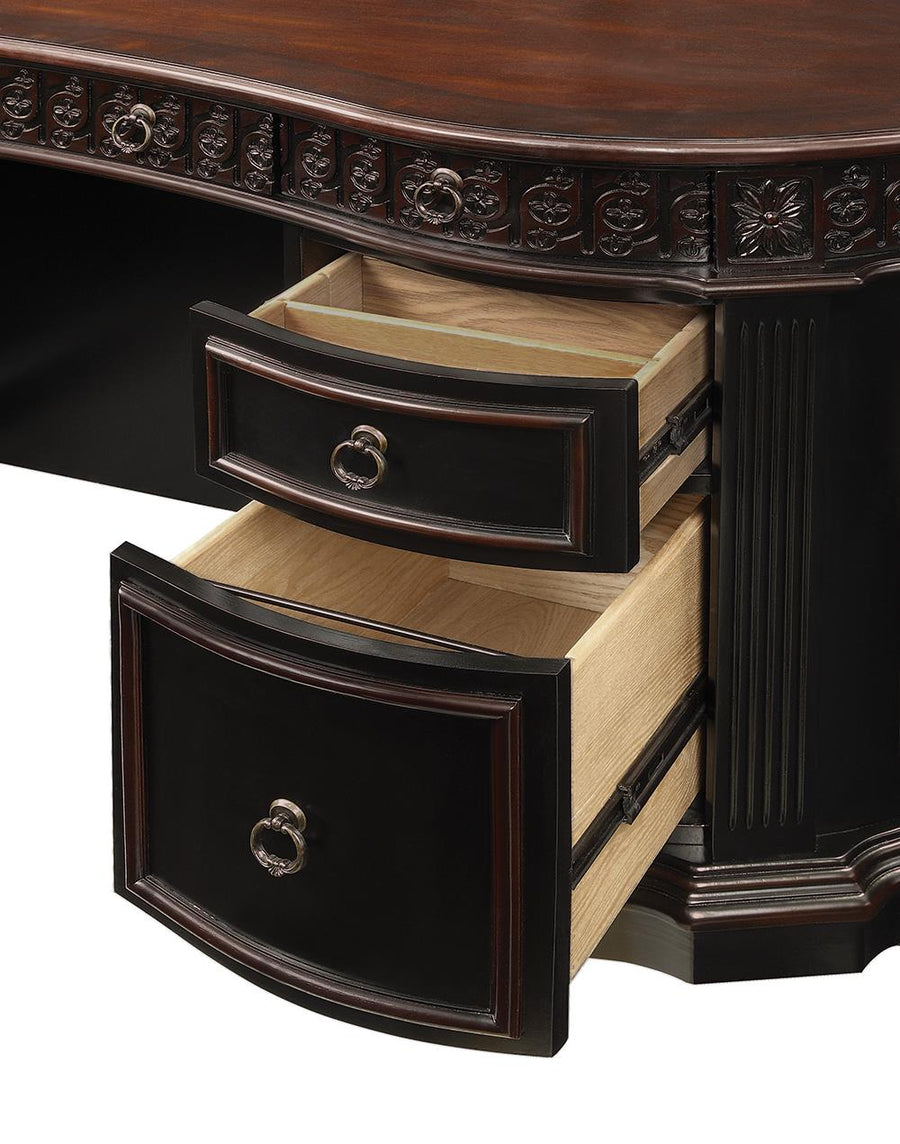 Rowan Traditional Black and Espresso Desk