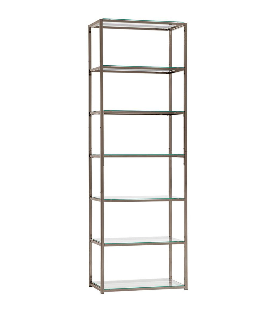 Contemporary Black Nickel Six-Tier Bookcase