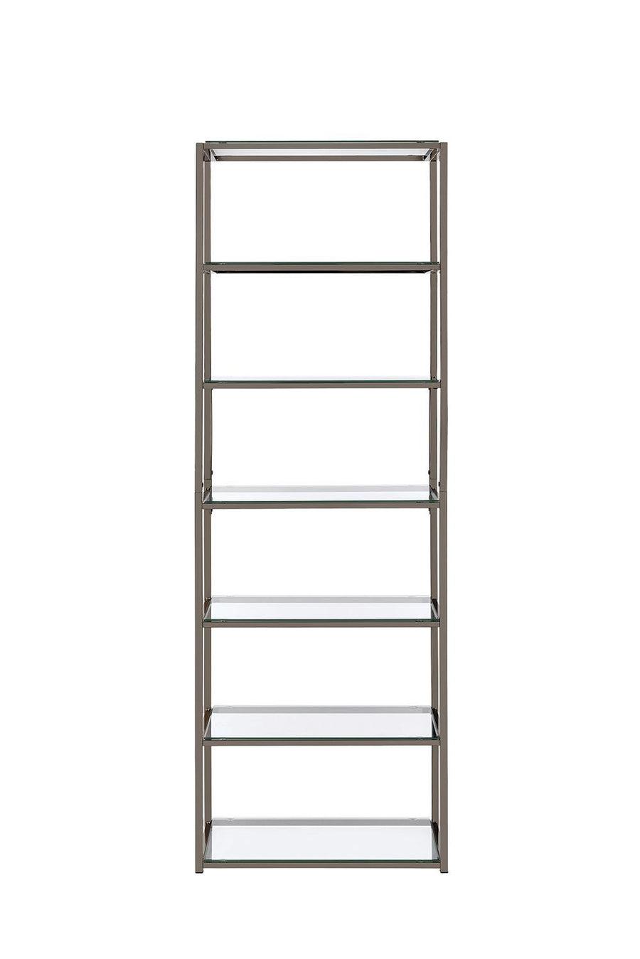 Contemporary Black Nickel Six-Tier Bookcase