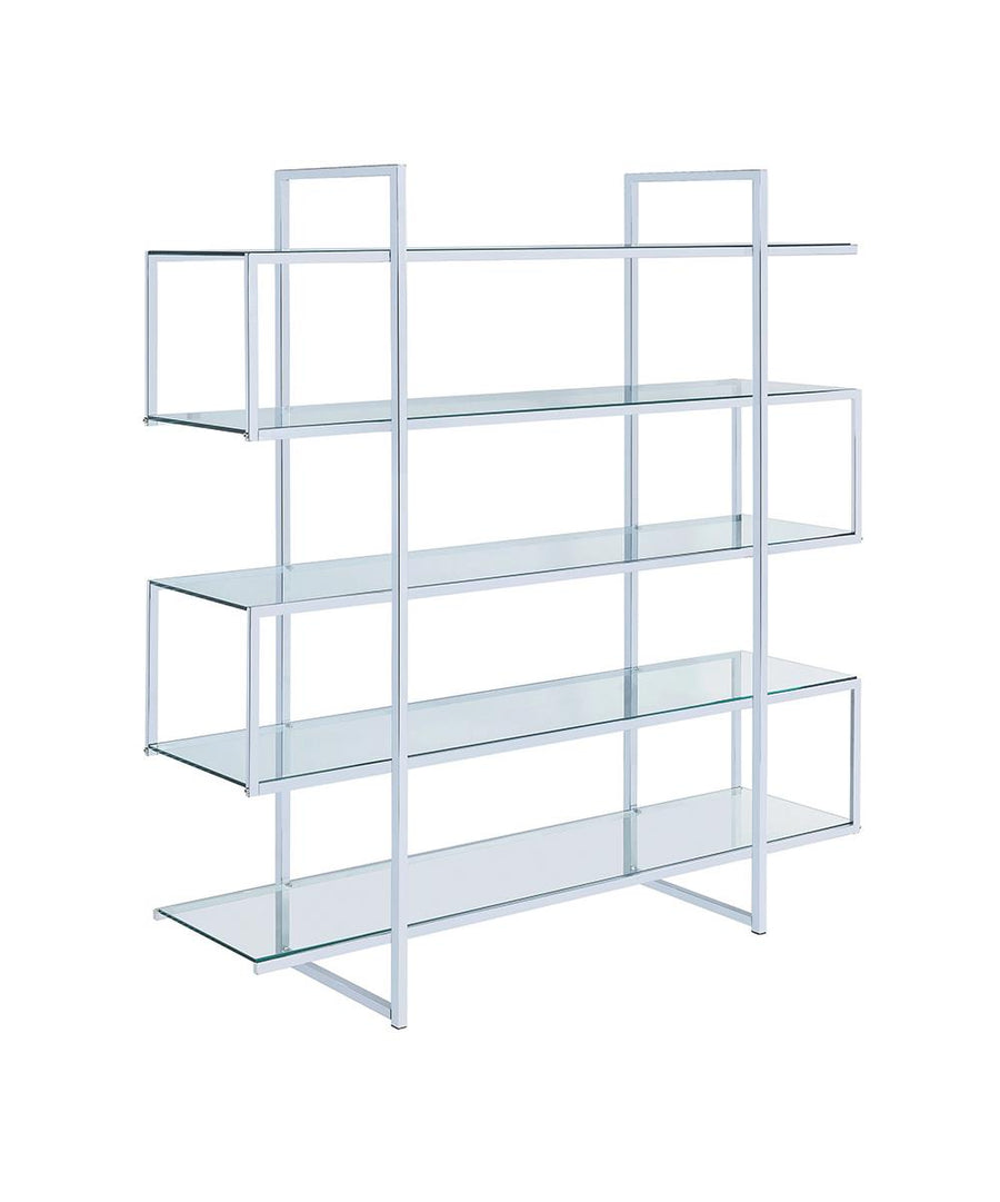 Contemporary Silver Metal and Glass Bookcase