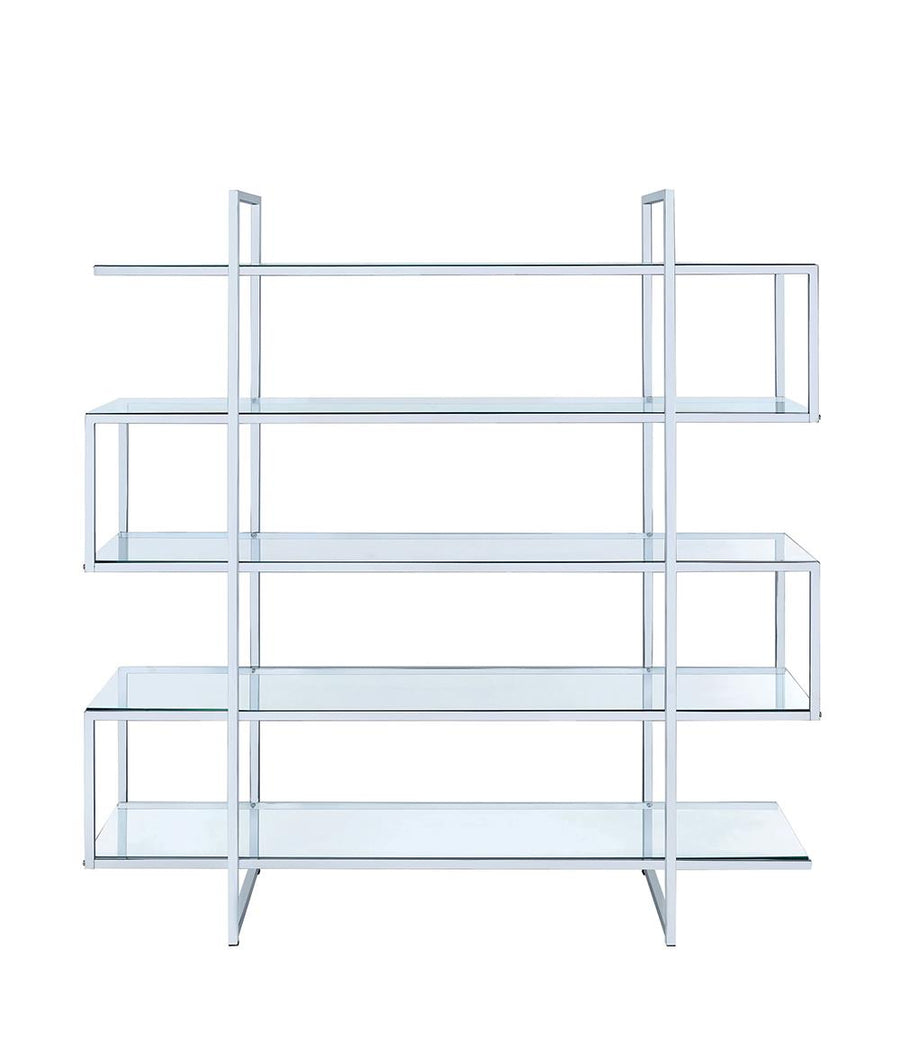 Contemporary Silver Metal and Glass Bookcase